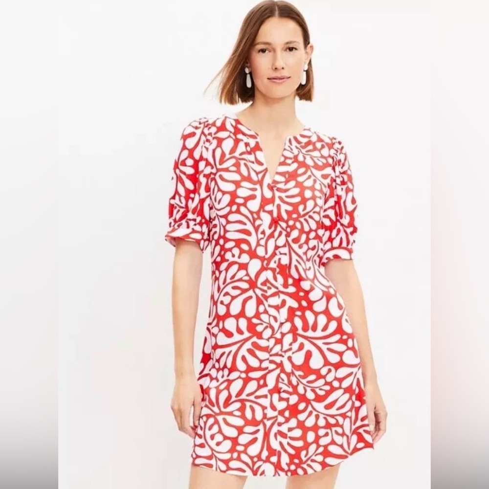 NWT Ann Taylor LOFT Rio Floral Balloon Sleeve Swing Dress